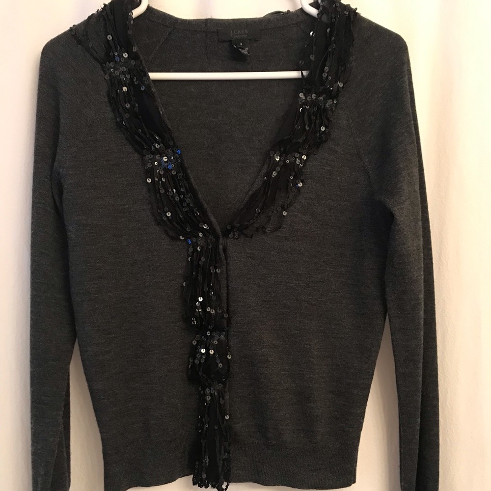 J. Crew Collection Black Sequins Cardigan